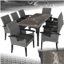 tectake Grey 8 Seater Rattan Dining Set - thumbnail 2