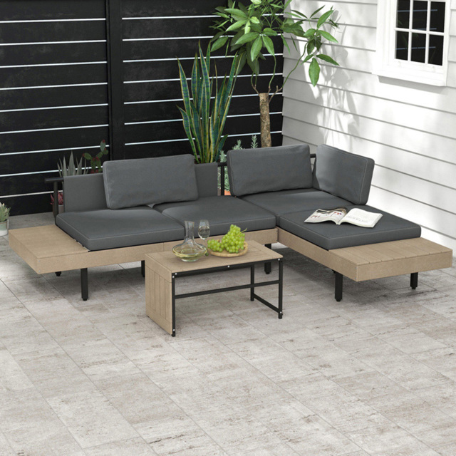 Outsunny 3 Seater L Shaped Garden Sofa Set - image 1