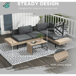 Outsunny 3 Seater L Shaped Garden Sofa Set - thumbnail 4