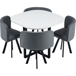 Comfy Living 4 Seater White Square Dining Table Set with Grey Chairs - thumbnail 2