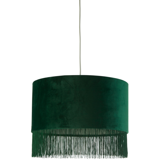 Lighting Collection Green Velvet Fringe LED Shade - image 1