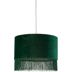 Lighting Collection Green Velvet Fringe LED Shade