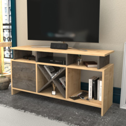 Decorotika Aurburn Single Door 8 Shelf Sapphire Oak and Wenge TV Unit