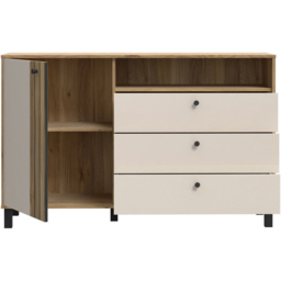 Florence Grafton Single Door 3 Drawer Single Shelf Cream and Oak Sideboard - thumbnail 4