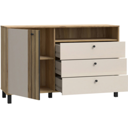 Florence Grafton Single Door 3 Drawer Single Shelf Cream and Oak Sideboard - thumbnail 3