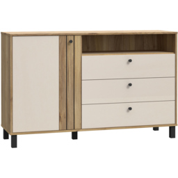 Florence Grafton Single Door 3 Drawer Single Shelf Cream and Oak Sideboard - thumbnail 2