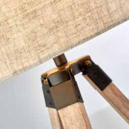 Lighting Collection Linen Shade Tripod Table Lamp - thumbnail 4