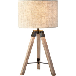 Lighting Collection Linen Shade Tripod Table Lamp - thumbnail 3