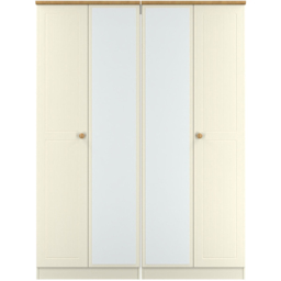 Crowndale Warwick 4 Door Cream Ash and Modern Oak Mirror Wardrobe Ready Assembled - thumbnail 2
