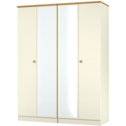 Crowndale Warwick 4 Door Cream Ash and Modern Oak Mirror Wardrobe Ready Assembled - thumbnail 4