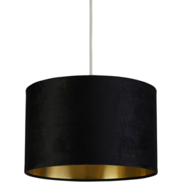 Lighting Collection Black Velvet Brushed Gold Inner Drum Shade