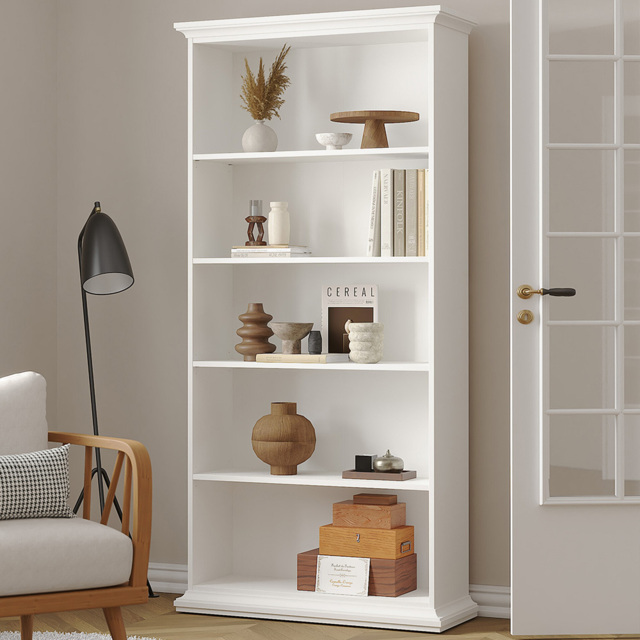 Florence Paris 5 Shelf White Tall Bookcase - image 1