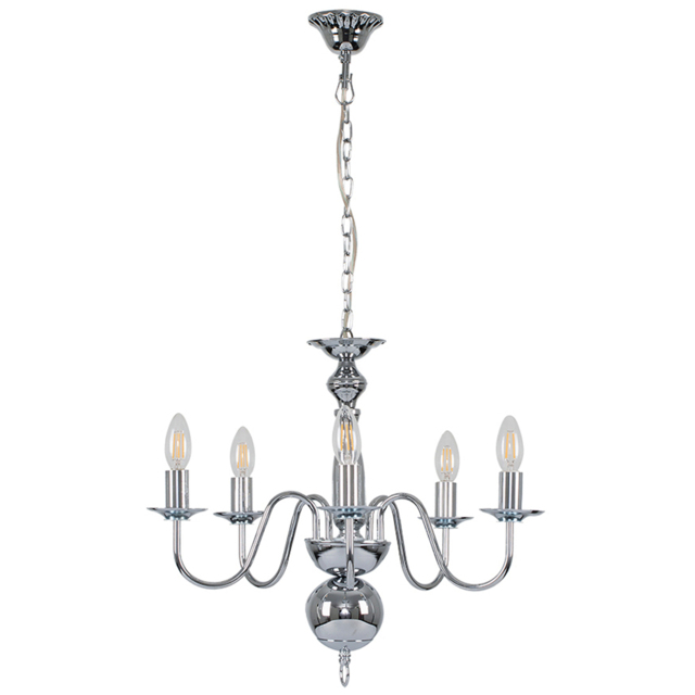 ValueLights Gothica Flemish Style Chrome 5 Way Ceiling Chandelier Light - image 1