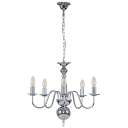 ValueLights Gothica Flemish Style Chrome 5 Way Ceiling Chandelier Light - thumbnail 1