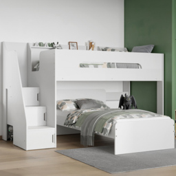 Flair Stepaside White L-Shaped Bunk Bed - thumbnail 1