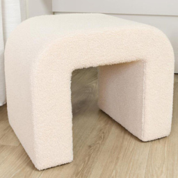 Neutral Boucle Effect Curved Footstool