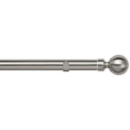 New Edge Blinds Satin Silver Fixed Length Eyelet Metal Curtain Pole Set with Met Ball Finial 200cm