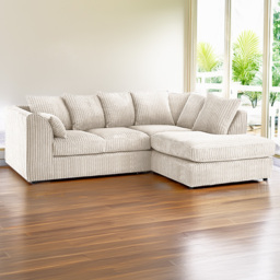 Portland Luxor 4 Seater Cream Jumbo Cord Right Hand L Shape Corner Sofa