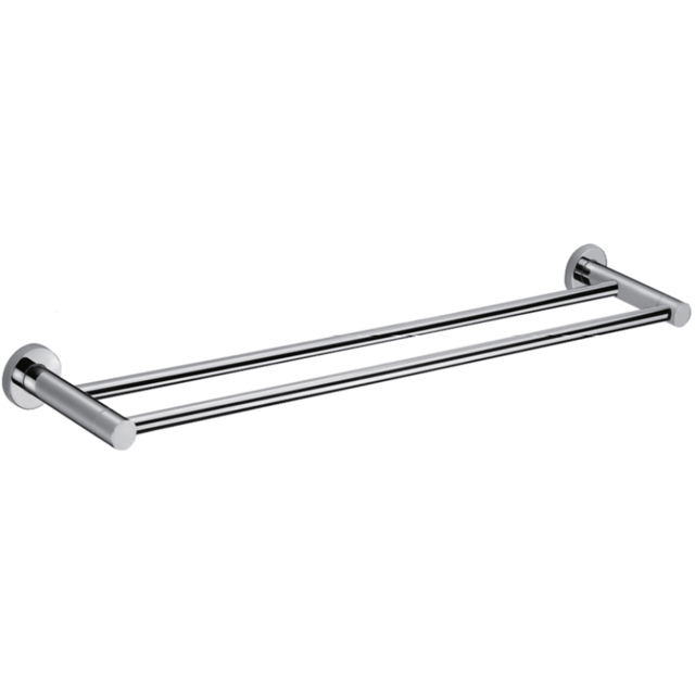 Nes Home Round Wall Mounted Chrome Double Towel Bar - image 1