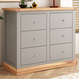 Cabinet Bits Bomporto 6 Drawer Light Grey Chest of Drawers with Chrome Knob