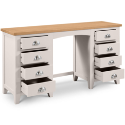 Julian Bowen Richmond Grey 8 Drawer Oak Twin Pedestal Dressing Table - thumbnail 3