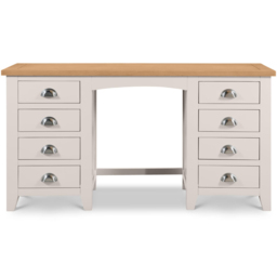 Julian Bowen Richmond Grey 8 Drawer Oak Twin Pedestal Dressing Table - thumbnail 4