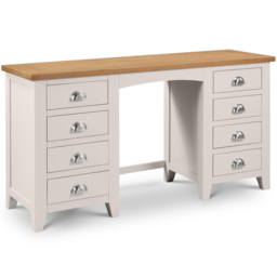 Julian Bowen Richmond Grey 8 Drawer Oak Twin Pedestal Dressing Table - thumbnail 2
