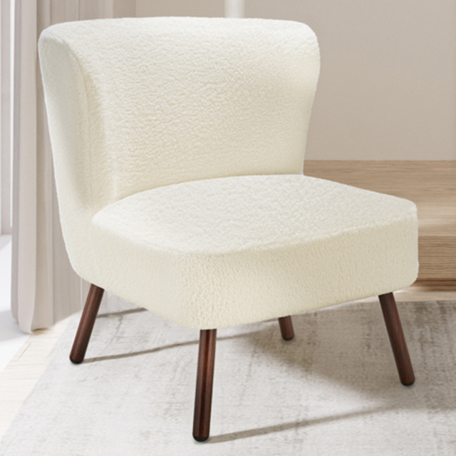 tectake Robina White Plush Boucle Teddy Chair - image 1