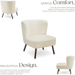 tectake Robina White Plush Boucle Teddy Chair - thumbnail 4