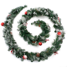 Best Artificial Red Frosted Christmas Garland 370cm