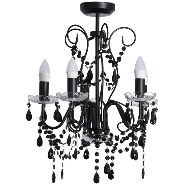 ValueLights Viscount 5 Way Black Jewel Chandelier LED Pendant Light - image 1