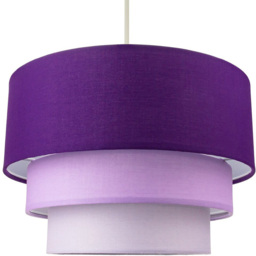 Happy Homewares 3 Tier Purple and Lilac Cotton Round Ceiling Pendant Shade - thumbnail 1