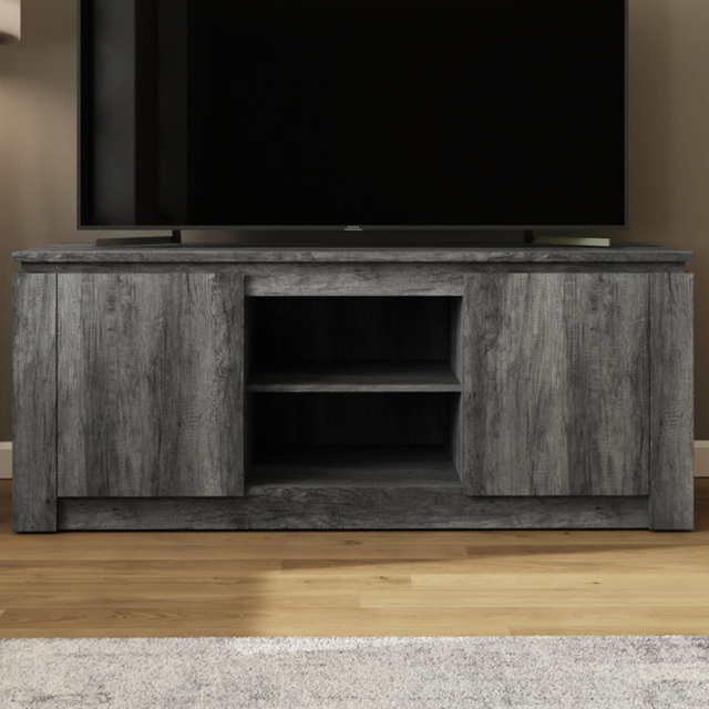 GFW Canyon Charcoal Grey 2 Door 2 Shelf Wide TV Unit - image 1