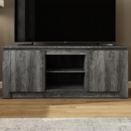 GFW Canyon Charcoal Grey 2 Door 2 Shelf Wide TV Unit - thumbnail 1