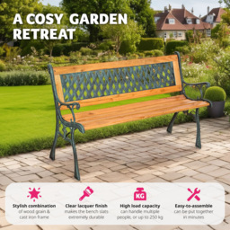 tectake Tamara Brown 2 Seater Garden Bench - thumbnail 3