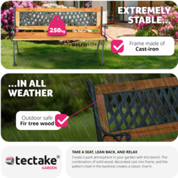 tectake Tamara Brown 2 Seater Garden Bench - thumbnail 4