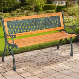 tectake Tamara Brown 2 Seater Garden Bench - thumbnail 1