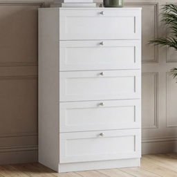 VIDA DESIGNS Altino White 5 Drawer Shaker-Style Chest of Drawers