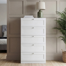 Vida Designs Altino White 5 Drawer Shaker-Style Chest of Drawers - thumbnail 4