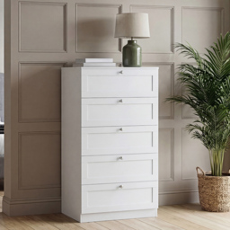 Vida Designs Altino White 5 Drawer Shaker-Style Chest of Drawers - thumbnail 3