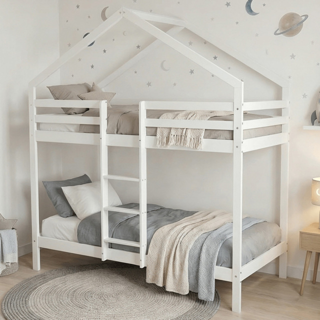 Noa and Nani Kirstine Single White House Cabin Design Bunk Bed