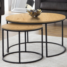 Julian Bowen Bellini Oak Round Nest of Tables Set of 2