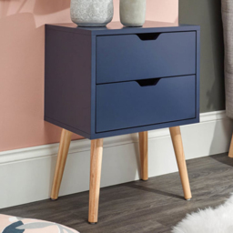 GFW Nyborg 2 Drawer Nightshadow Blue Bedside Table - thumbnail 1