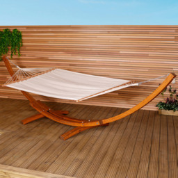 Charles Bentley Cream Canvas Extra Large Hammock with Wooden Arc Stand