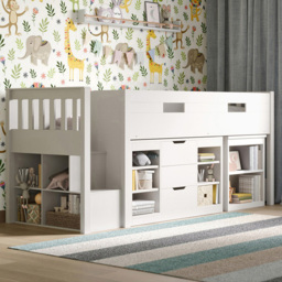 Flair Charlie Wooden White Cabin Bed with Storage - thumbnail 1