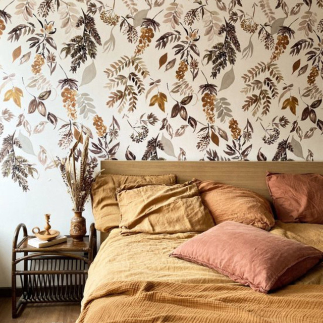 Grandeco Roomblush Foliage Garland Ochre 4 Lane Wall Mural - image 1