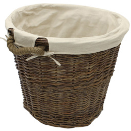 JVL Medium Dark Willow Log Basket with Liner and Rope Handles - thumbnail 1
