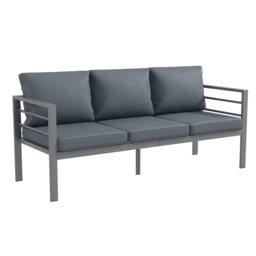 Outsunny 3 Seater Grey Garden Bench with Cushions - thumbnail 2