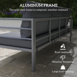 Outsunny 3 Seater Grey Garden Bench with Cushions - thumbnail 4