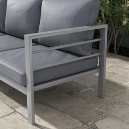 Outsunny 3 Seater Grey Garden Bench with Cushions - thumbnail 3